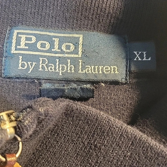 VINTAGE POLO RALPH LAUREN Men's Navy Blue 1/4 Zip Pullover Sweatshirt XL - Picture 8 of 8